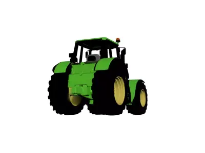John Deere 6195M Low Poly Tractor Optimized Farm Vehicle 3D Low-poly 3D model