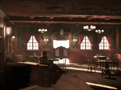 Far West Saloon Environment - Unreal Engine 5 Low-poly 3D model
