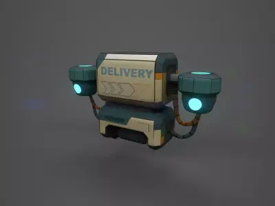 Low Poly Stylized Delivery Drone  Game Ready Asset Low-poly 3D model