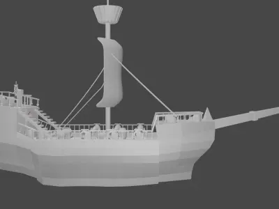 Pirate ship boat no texture blender 3D model