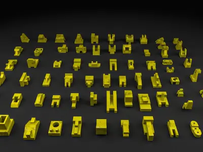 Building Blocks Kit Machined Parts Hard Surface V5 Low-poly 3D model