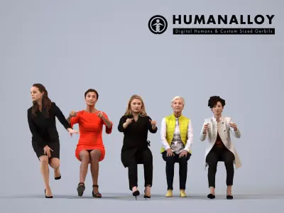 Basics0033 - A set containing 5 models of female people driving 3D model