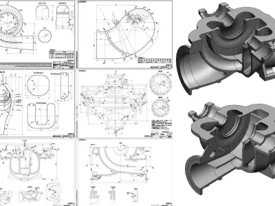 Double-Suction Centrifugal Pump Casing Free 3D model