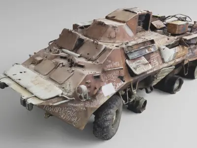 Destroyed BTR-80 wheeled amphibious armoured personnel carrier 3D model