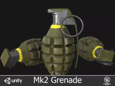 Mk2 Grenade Low-poly 3D model buy