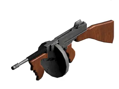 Thompson Sub Machine Gun m1928 Low-poly 3D model