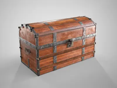 Wooden Medieval Chest - Antique Treasure Trunk AAA Low-poly 3D model