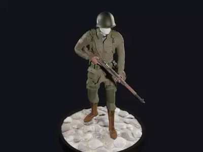 World War 2 - US Paratrooper - Rigged Low-poly 3D model purchase