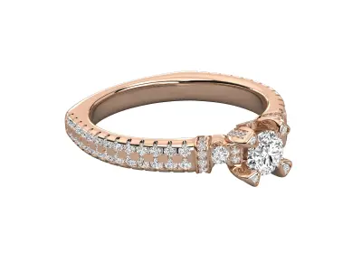 Antique Petite Round Shape Prong  Diamond Engagement Ring  3D print model