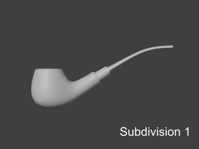 Vintage wooden tobacco pipe smoking 3D model
