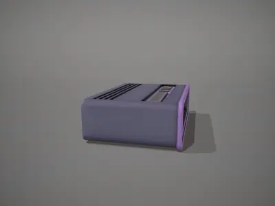 Purple Stylized Digital Alarm Clock Low-poly 3D model