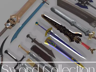Fantasy Swords Collection PBR 3D Model Pack