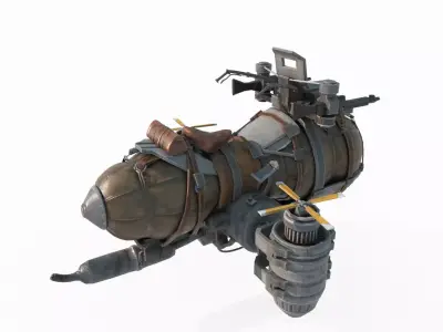 Fantasy retro style aerial motorcycle 3D model