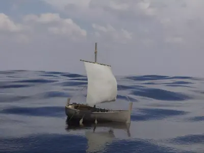 old fishing ship Low-poly 3D model