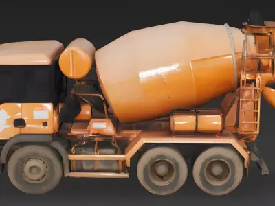 Realistic Weathered Concrete Mixer Truck 3D Model Low-poly 3D model