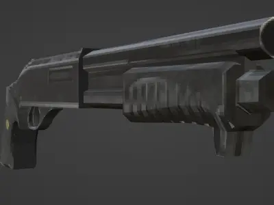 M870 Shotgun low poly retro  Low-poly 3D model
