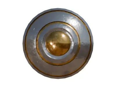 Medieval Silver and Gold Round Shield 3D model