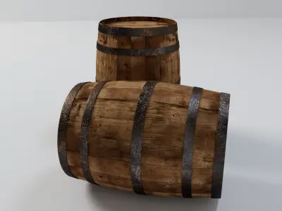 Wooden Barrels 3D model purchase