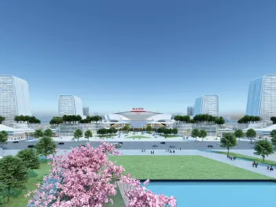 railway station 3D model 4