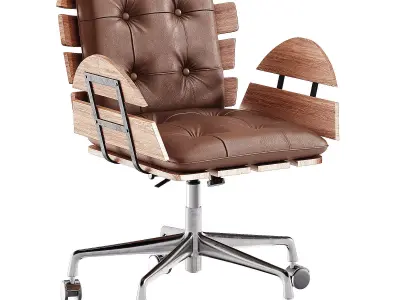  Brown Industrial Swivel Office Chair 3D model