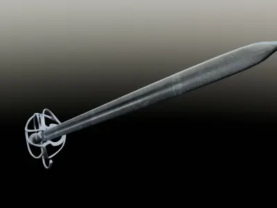 French strong cavalry sword 17th-18th century Low-poly 3D model