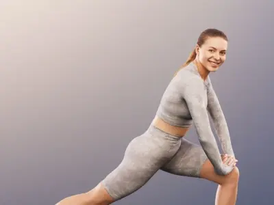 Klara 12620 - Athletic Woman Stretching Low-poly 3D model