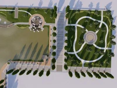 park-public park-Private Park Landscape 3D model 4