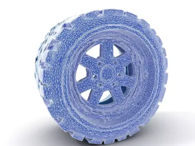 HighPerformance OffRoad Tire and Rim Model Pack Low-poly 3D model