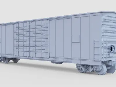 BOXCAR  - cargo train PBR Low-poly 3D model