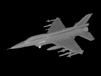 General Dynamics F-16D Brakeet Free low-poly 3D model
