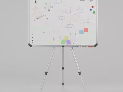 Customizable Metal Whiteboard with Stand - Writing Board Low-poly 3D model