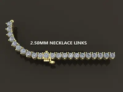3-PRONG TENNIS DIAMOND NECKLACE LINK 2MM50 3D print model