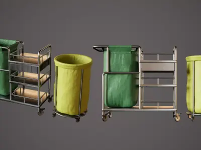 Waste Trolley - PBR Game Ready - LOW POLY Low-poly 3D model