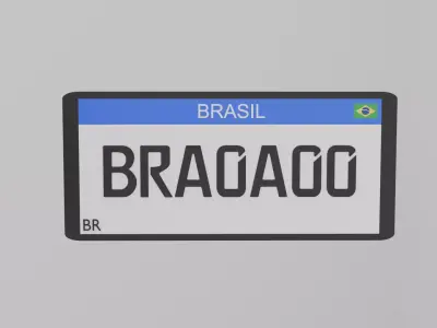 Brazil Mercosul License Plate  Low Poly Low-poly 3D model