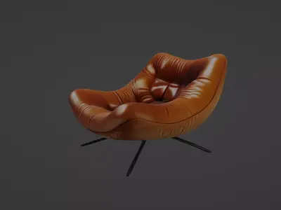 Modern Curved Leather Lounge Chair  3D model