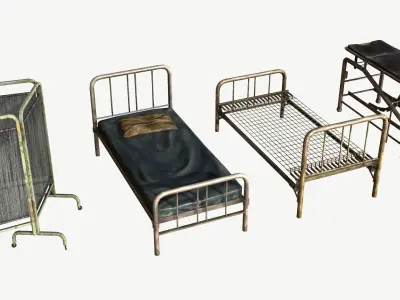 Infirmary Furniture Set Low-poly 3D model