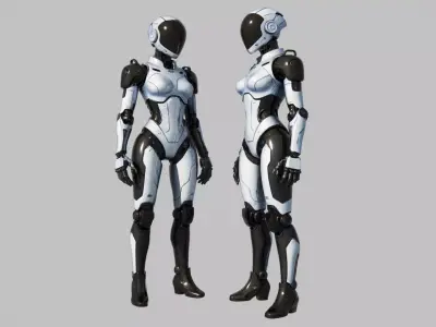 Humanoid Robot  Sleek Bipedal Female Model Low-poly 3D model