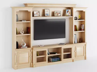 Virginia Antique White Entertainment Center 3D model
