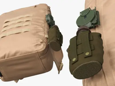  Military Survival Pack with Compass and Flask Green 