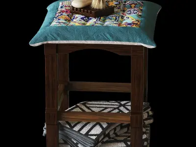 Towels on a stool Low-poly 3D model