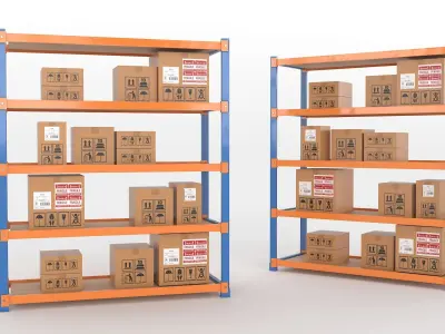 Industrial Warehouse Storage Rack 3D Model  Low-poly 3D model