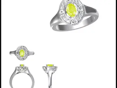 JCD Format Antique color stone rings autocad jewelry 3D print model get