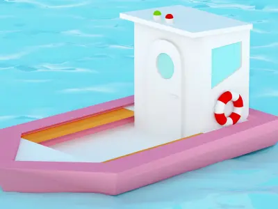 game Water boat  Low-poly 3D model