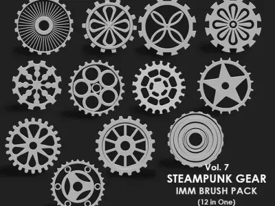 Steampunk Gears IMM Brush Pack 12 in One Vol 7 3D model