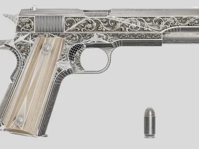 Colt M1911 Standard Carved Version Low-poly 3D model