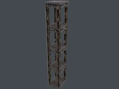 Watchtower tall wooden shelf Low-poly 3D model
