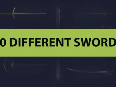 10 Different types of Swords Low-poly 3D model