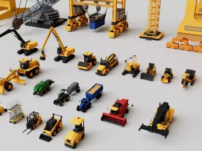 25 Heavy Industrial Machinery Transport Collection Pack 3D model