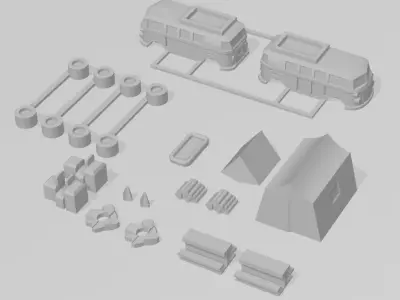  Campground  Bus Tent Table Boat by Outland Models 3D Printable 3D print model