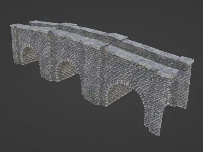 Large Medieval Bridge Low-Poly Stone Game Asset Low-poly 3D model
